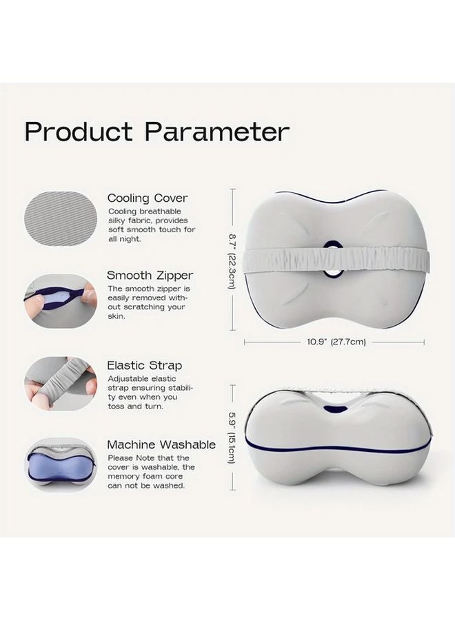 Misty Blue Knee Pillow For Side Sleepers Removable Cover Machine Washable Support Cushion - Image 4